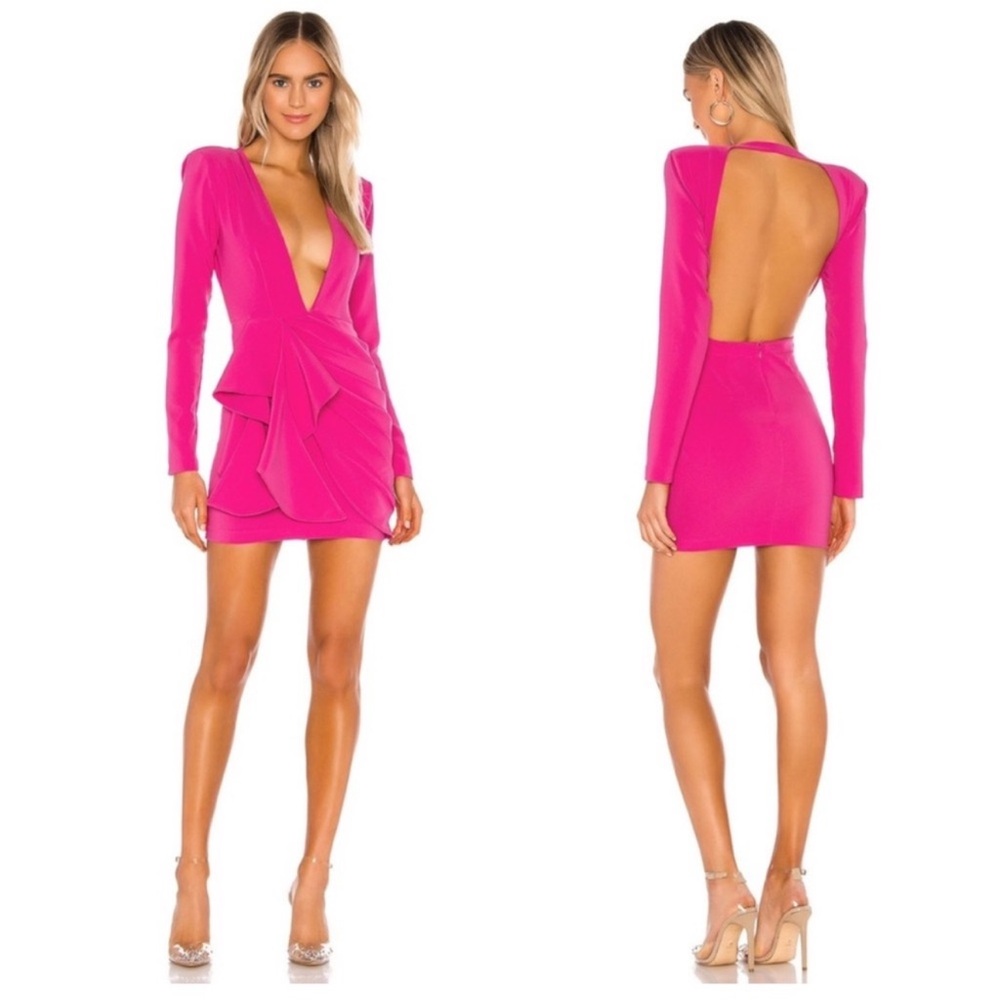 NWT Michael Costello Vibrant Pink Backless Dress